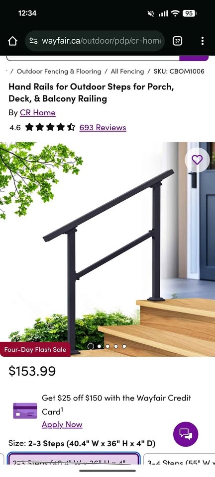 Set of 2: Handrail 3 steps Brand New CR FENCE ®