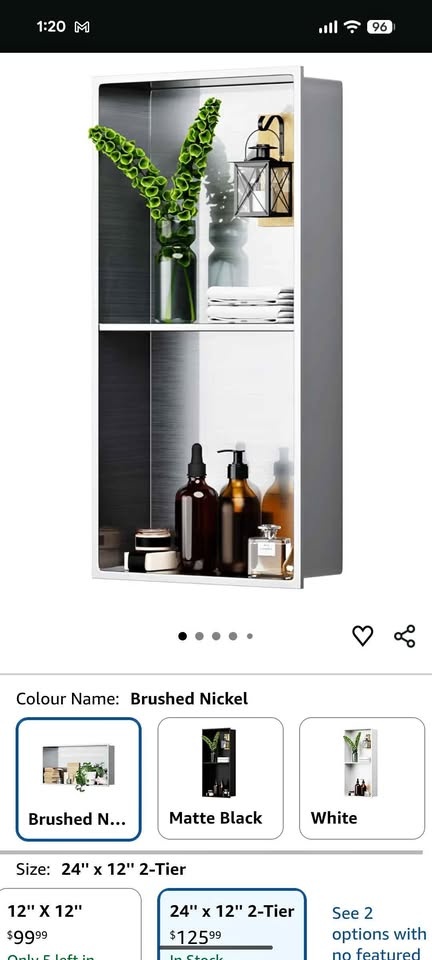 Green&Spring® 2 Tier Shower Niche - Brushed Nickel - 24” x 12” x