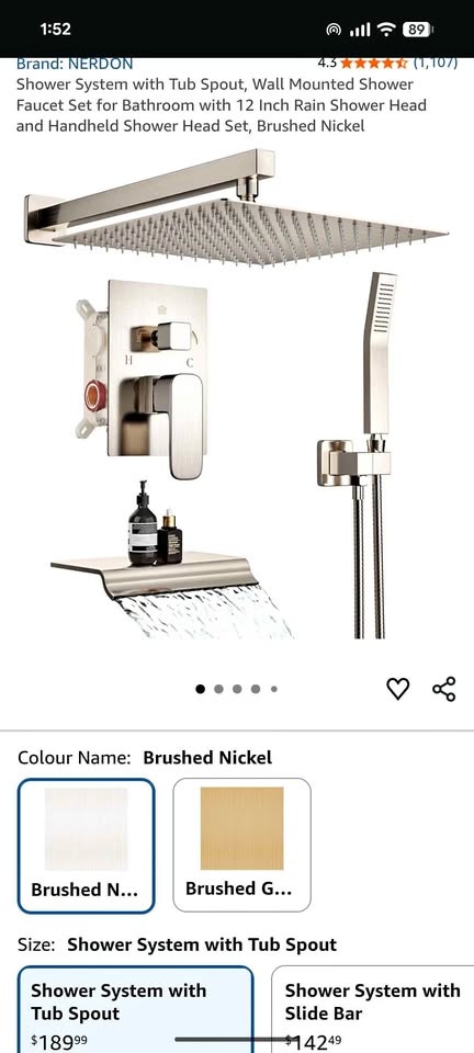 Nerdon Shower Faucet Set w/ 12" Rain Shower Head