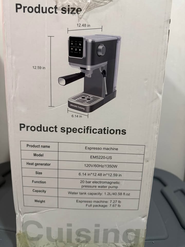 URintells Cuising Espresso Machine - 20 Bar, In Box (Used Once) - photo 3