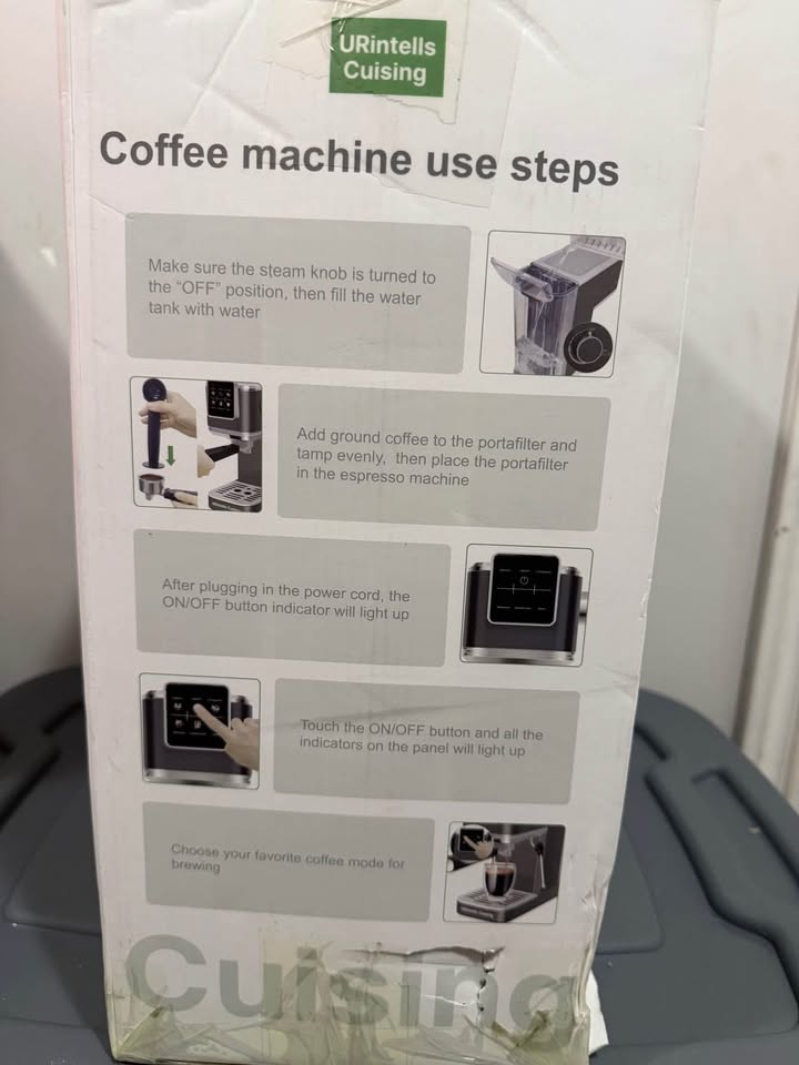 URintells Cuising Espresso Machine - 20 Bar, In Box (Used Once) - photo 4
