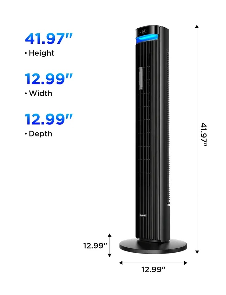 GoveeLife Smart Tower Fan 2 Max (42 inch), Model H7105, Black, u - photo 2
