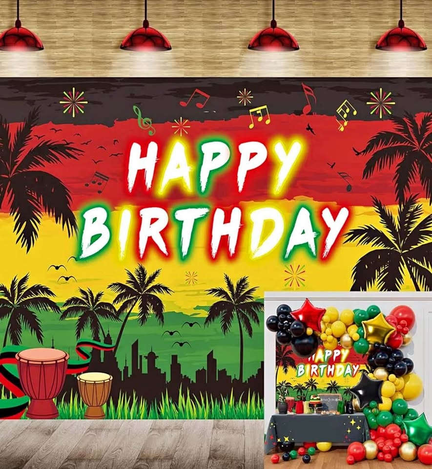 Reggae Happy Birthday Backdrop 8x6FT