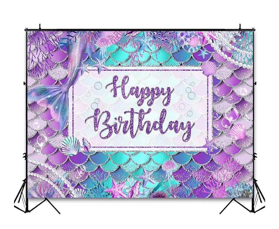 Mermaid Birthday Backdrop 7x5ft - photo 3
