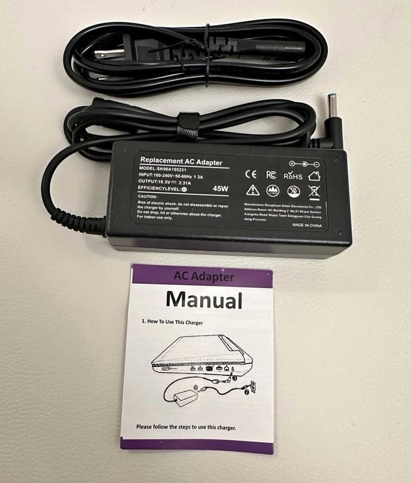 19.5V 2.31A 45W Ac Adapter/Power Cord Supply for HP Pavilion 11