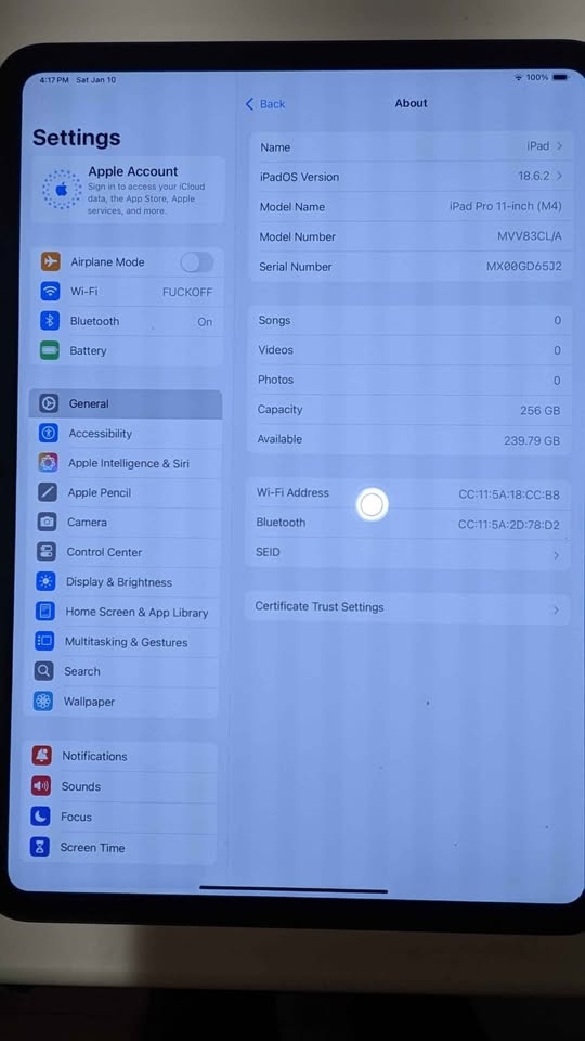 Apple Ipad Pro M4 11 inch Wifi 256GB Screen Perf., Bat 96% - photo 2