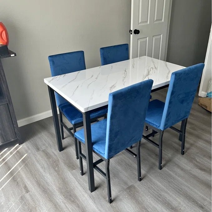 MOVING SALE - Janece 5 Piece Dining Set with Velvet Chairs