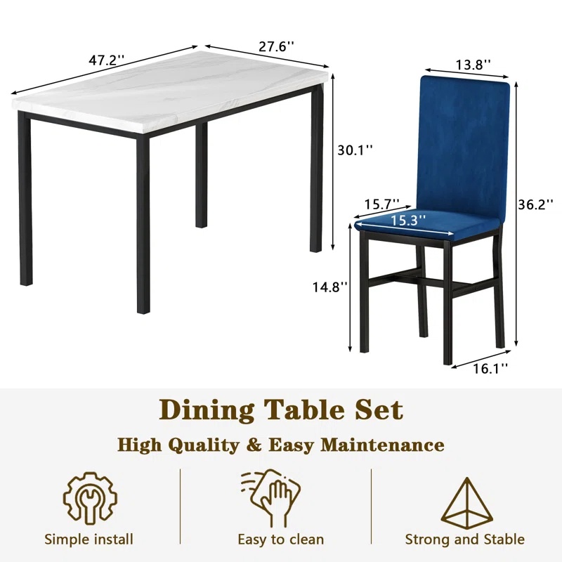 MOVING SALE - Janece 5 Piece Dining Set with Velvet Chairs - photo 3