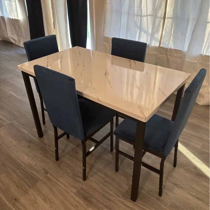MOVING SALE - Janece 5 Piece Dining Set with Velvet Chairs - photo 4
