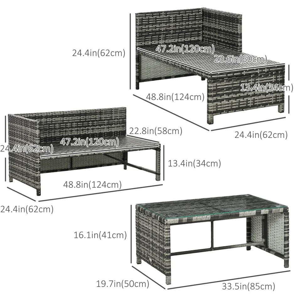MOVING SALE - Outsunny 3-Piece Patio Set, GREY – HALF OFF! - photo 3