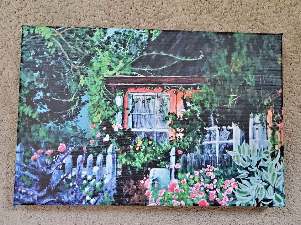 Artwork on Canvas: House and Garden