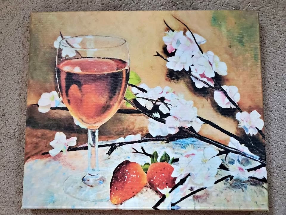 Artwork on Canvas: Wine and Blossoms