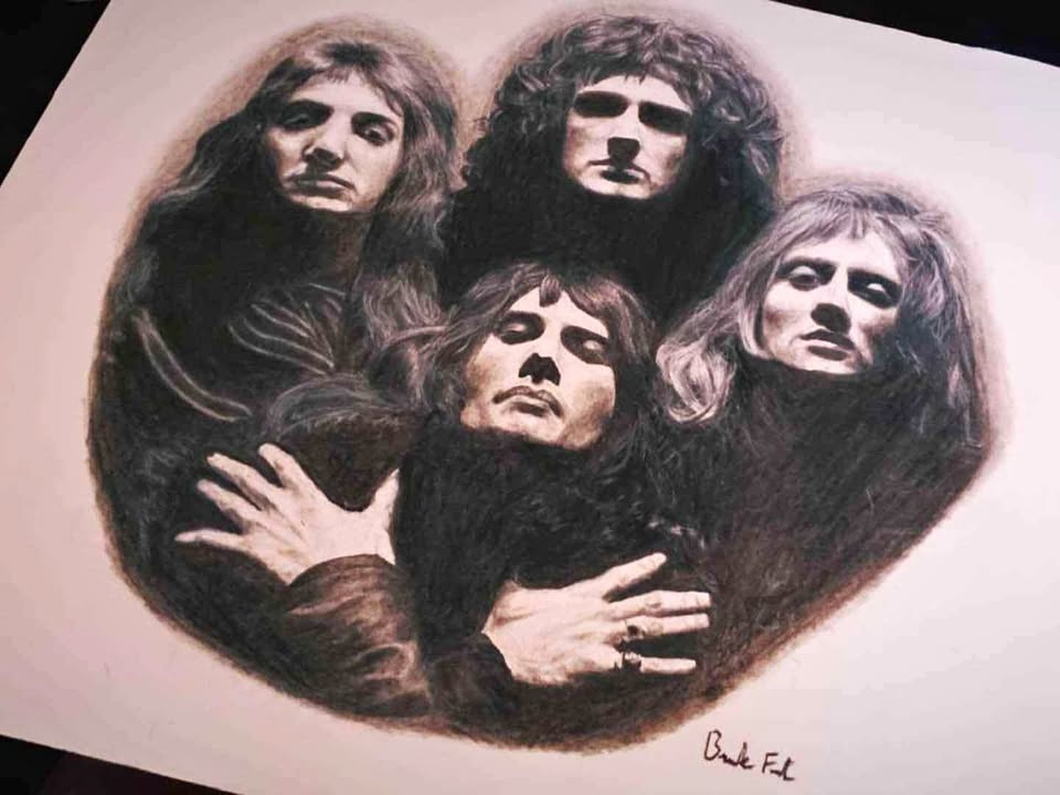 Queen Bohemian Rhapsody Original Charcoal Drawing