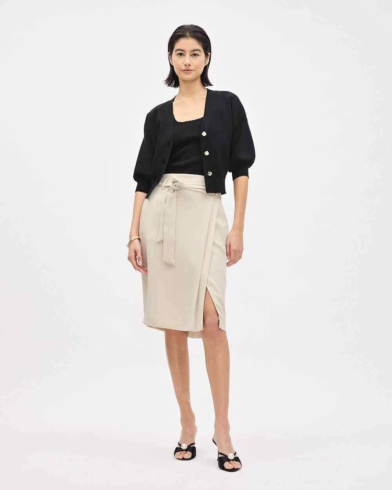 White Satin Pencil Skirt