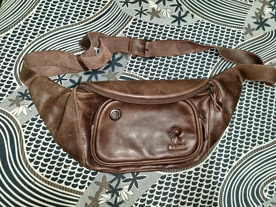 Brown Leather Sling Bag - REVEN Brand (Unisex) thumbnail