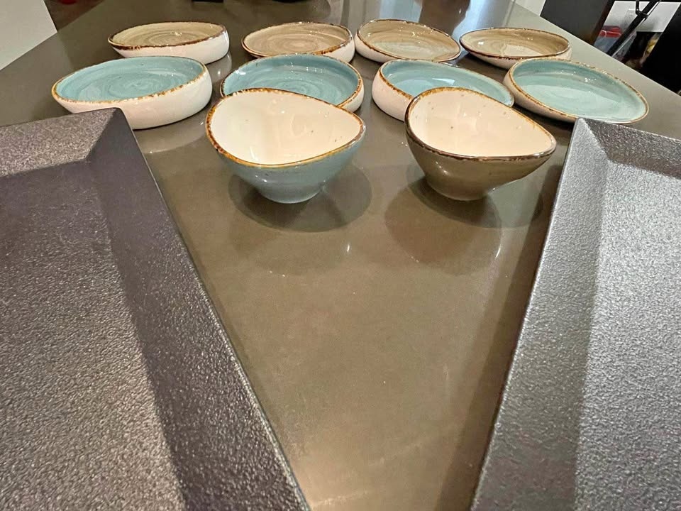 Ceramic Bowls and Plates with Serving Tray