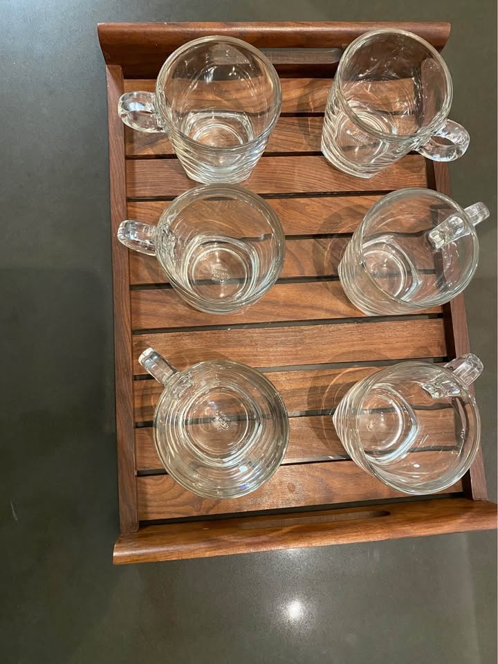 Set of Glass Tea Cups + Wooden Tray Free - photo 2