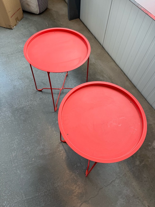 Orange fold up side tables - photo 2
