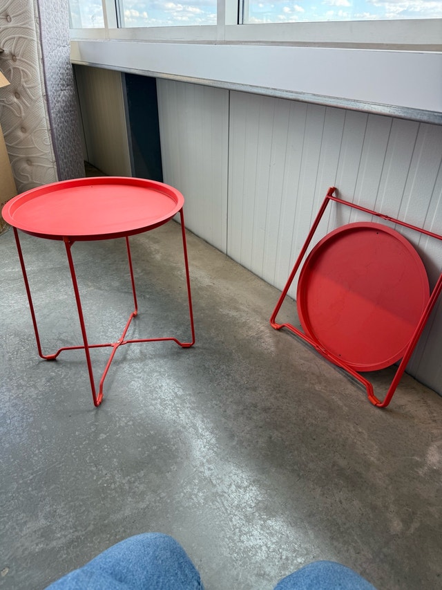 Orange fold up side tables - photo 3