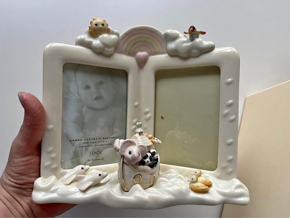Lenox Noah’s Ark double picture frame porcelain NEW