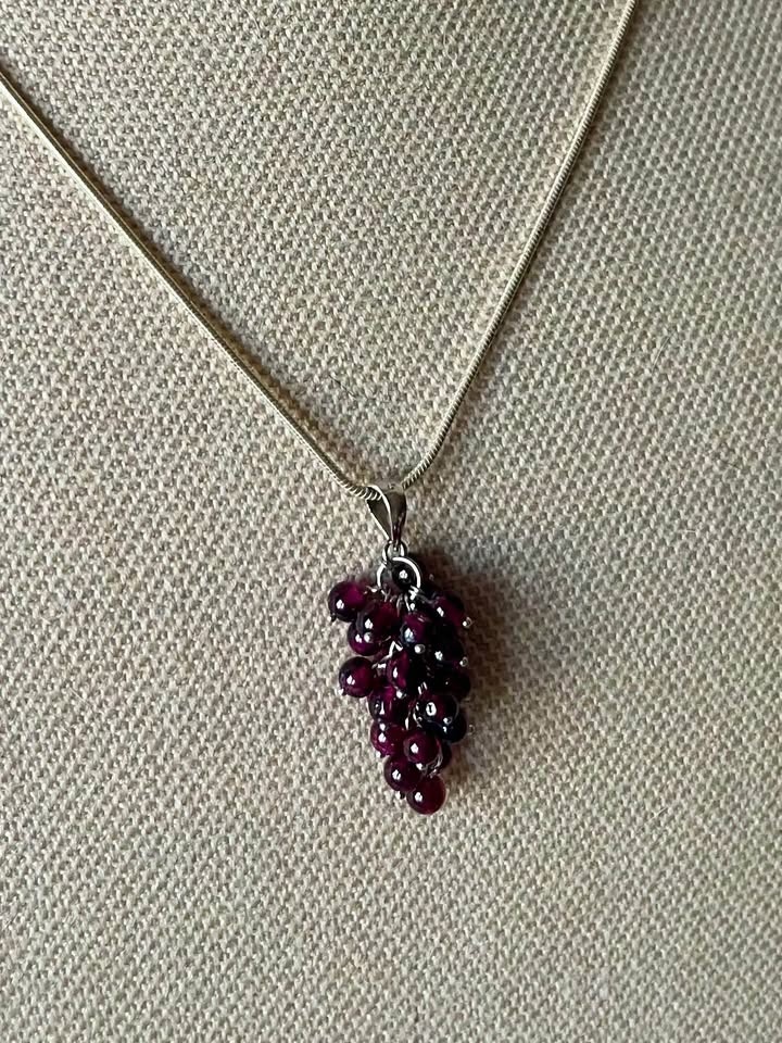 Sterling silver and garnets necklace NEW - photo 2