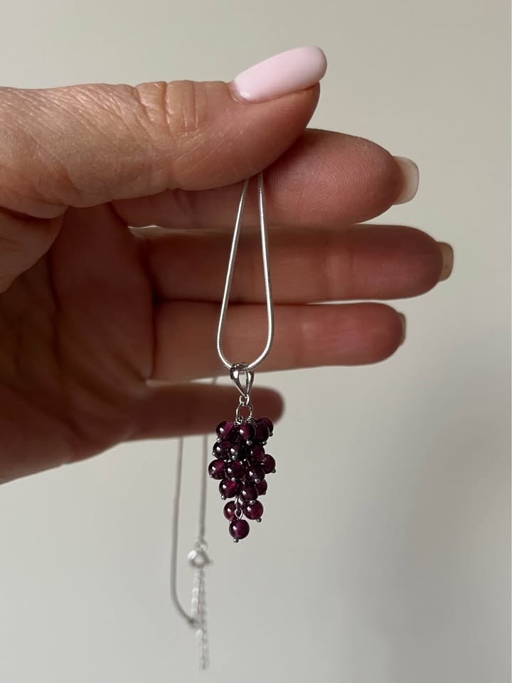 Sterling silver and garnets necklace NEW - photo 3