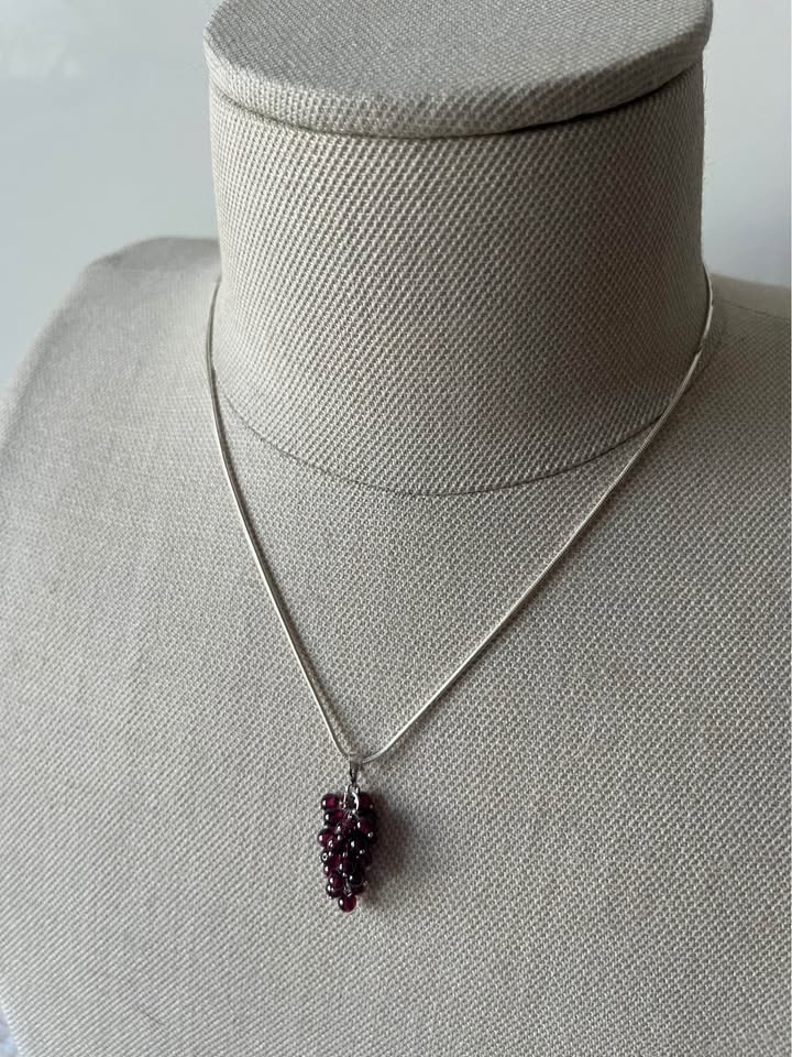 Sterling silver and garnets necklace NEW - photo 4