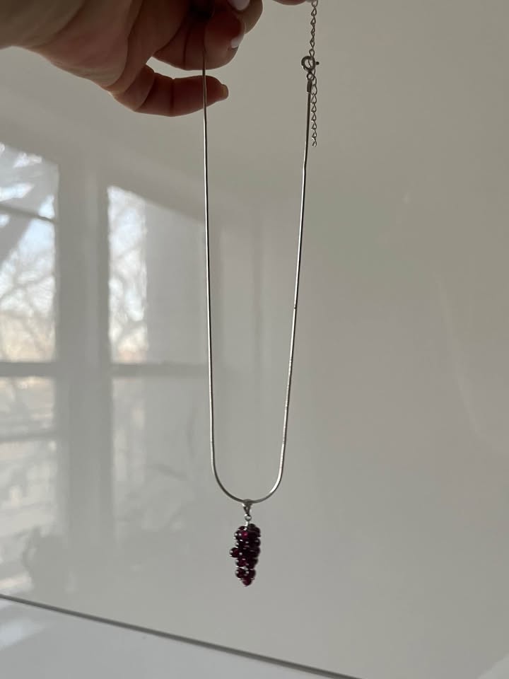 Sterling silver and garnets necklace NEW - photo 5