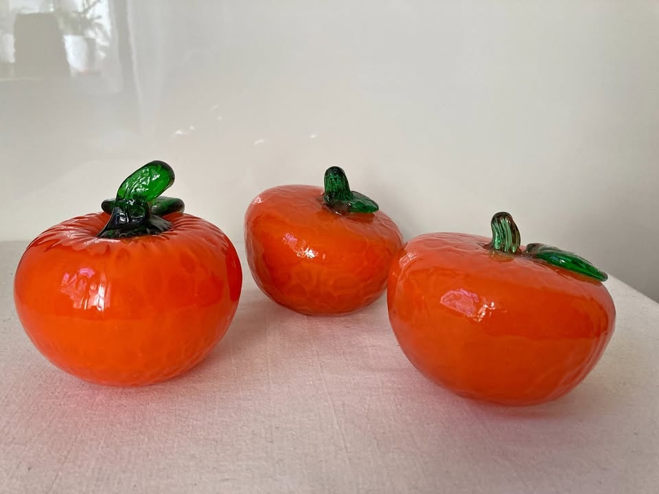 Art Glass Vintage Lot 3 x Art Glass Fruit Hand Blown Murano Styl