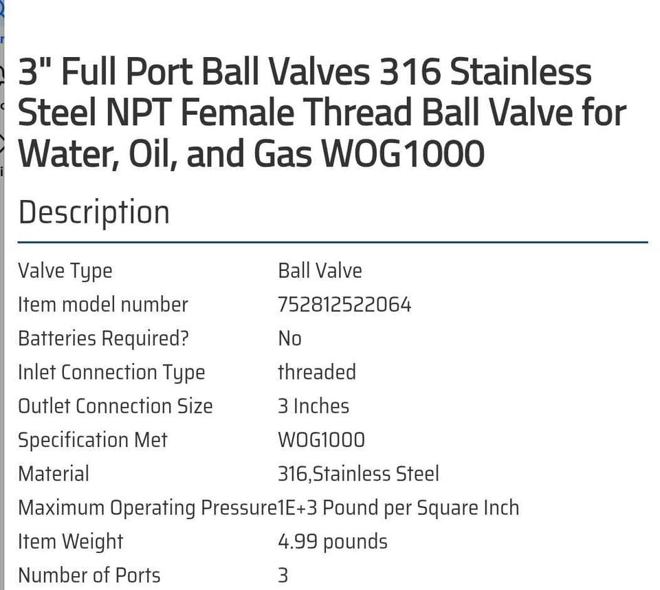 3" Full Port Ball Valves 316 Stainless Steel NPT Female Thread B - photo 5