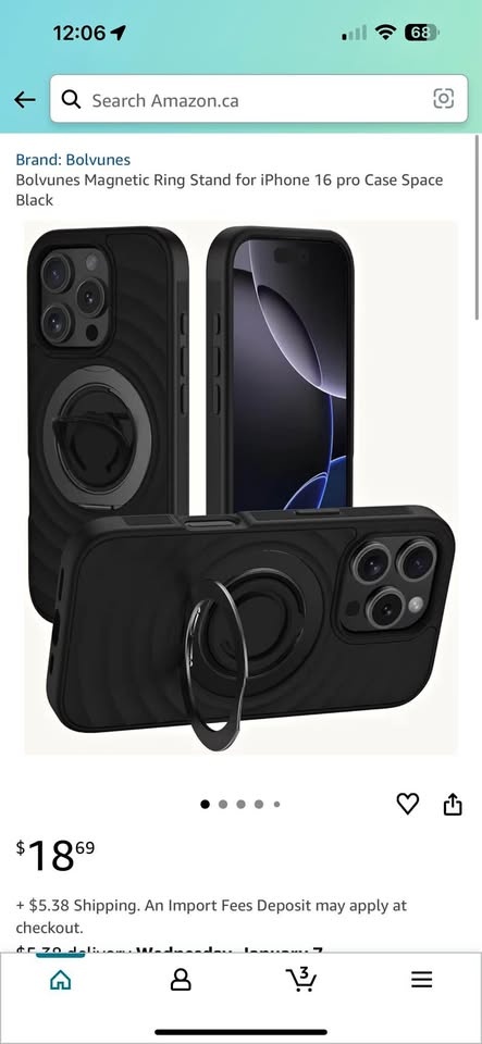 MagSafe iPhone 16 Pro case with ring holder & silicon ring