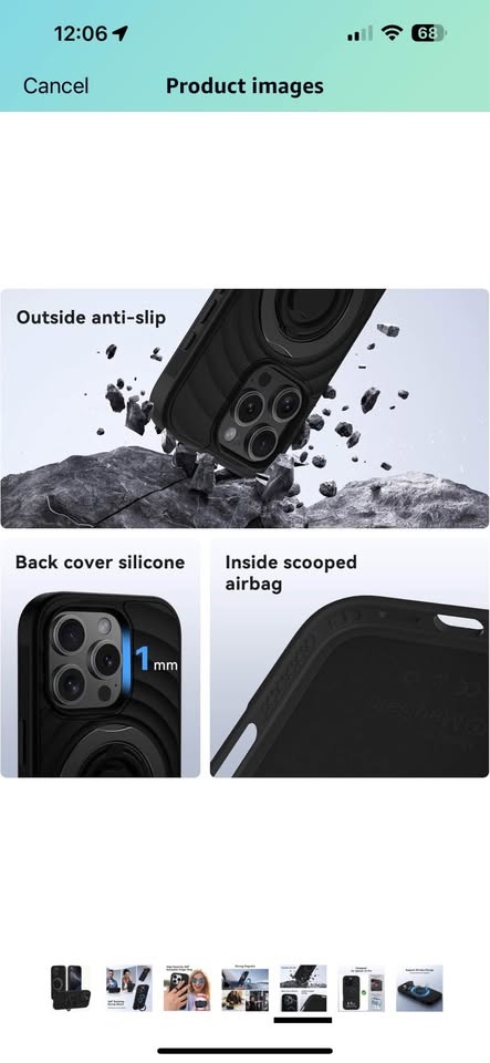 MagSafe iPhone 16 Pro case with ring holder & silicon ring - photo 3