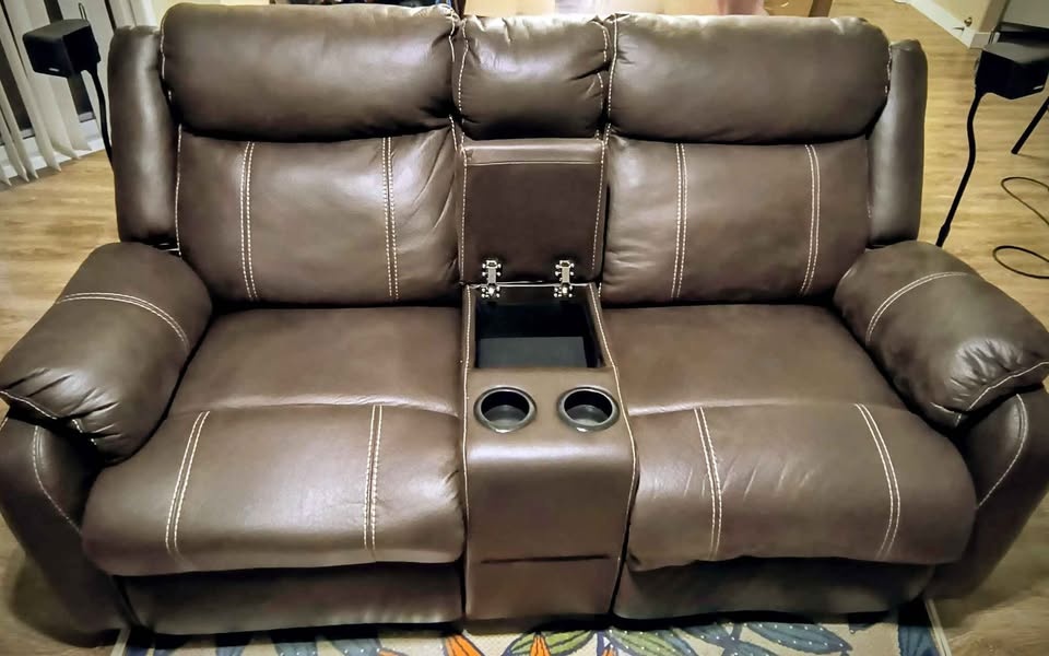 Reclining Brown Loveseat - photo 2