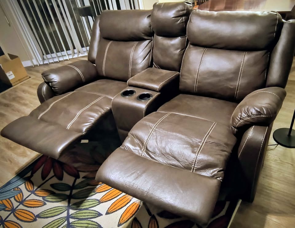 Reclining Brown Loveseat - photo 3