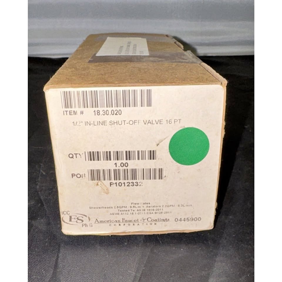 Sigma 18.30.020 1/2" In-line Shut-Off Valve New
