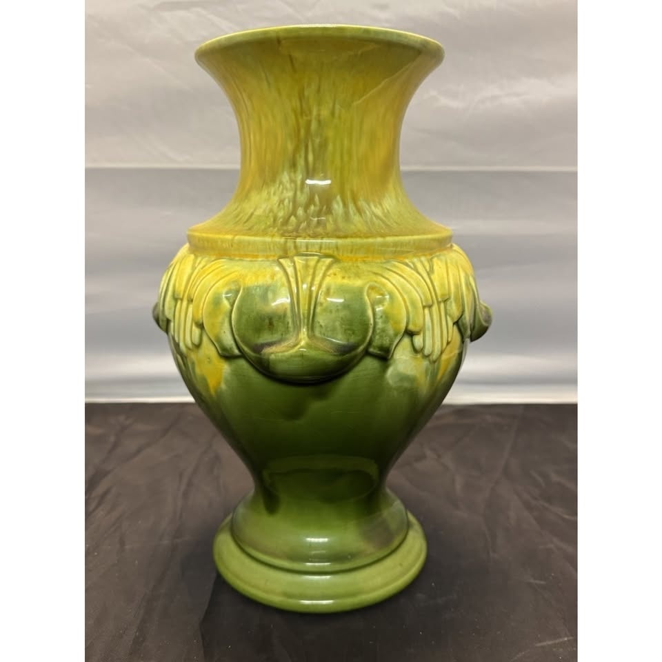 Royal Haeger Pottery Vase Deco Green Yellow Crazing MCM 1960’s - photo 4