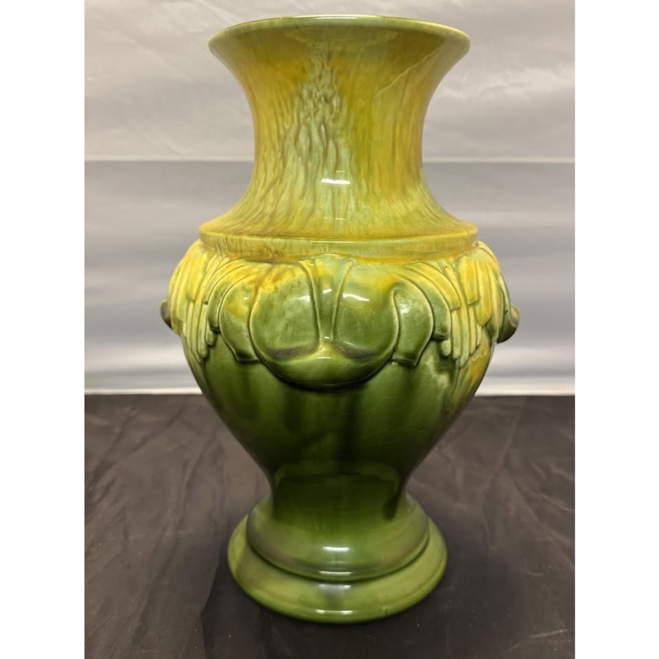 Royal Haeger Pottery Vase Deco Green Yellow Crazing MCM 1960’s - photo 5