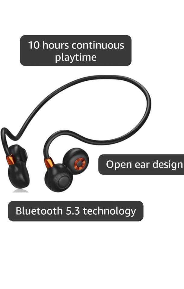 Ortizan Open Ear Headphones, Bluetooth 5.3, Black - photo 2