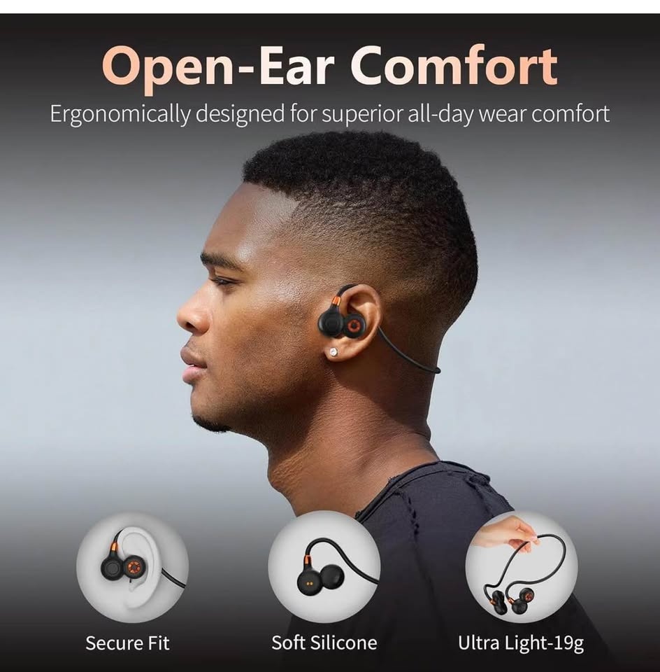 Ortizan Open Ear Headphones, Bluetooth 5.3, Black - photo 3
