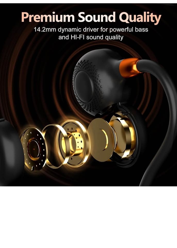 Ortizan Open Ear Headphones, Bluetooth 5.3, Black - photo 4