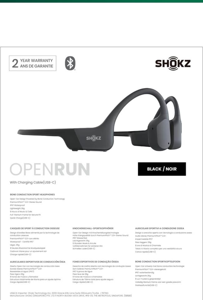 SHOKZ OpenRun with USB-C Charging - Open-Ear Bluetooth Bone Cond - photo 3