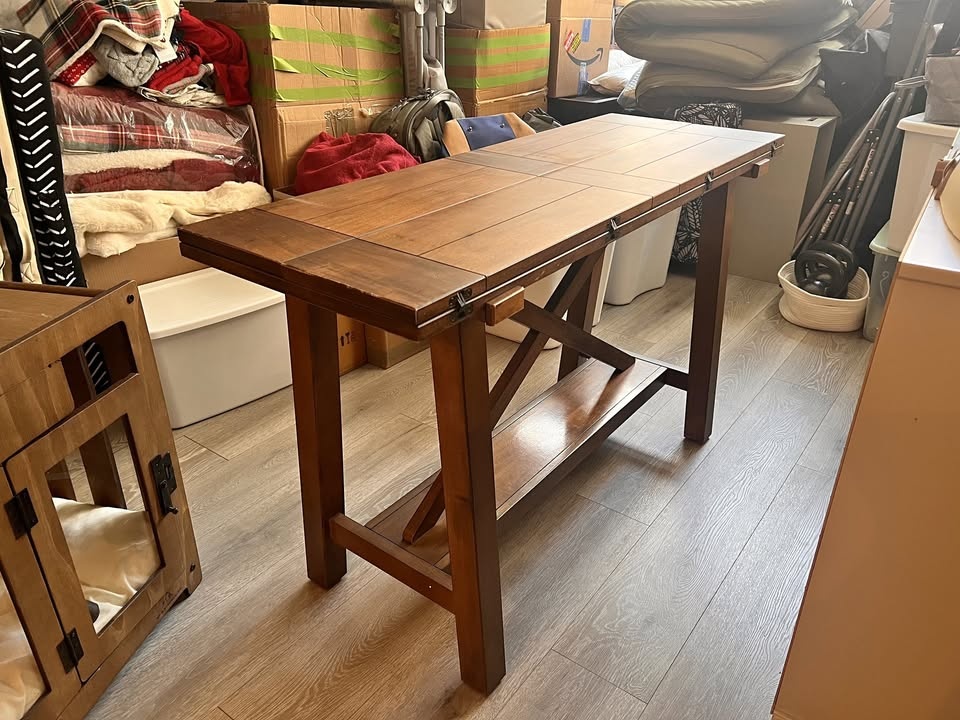 ANTIQUE EXTENDABLE WOOD CONSOLE/DINING TABLE, GOOD CONDITION
