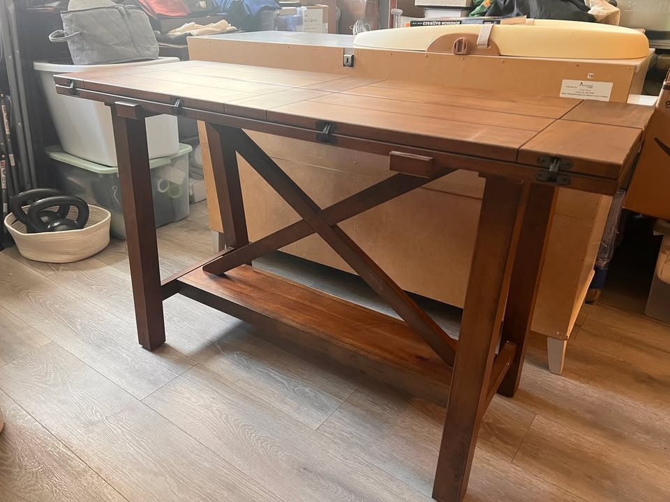 ANTIQUE EXTENDABLE WOOD CONSOLE/DINING TABLE, GOOD CONDITION - photo 2