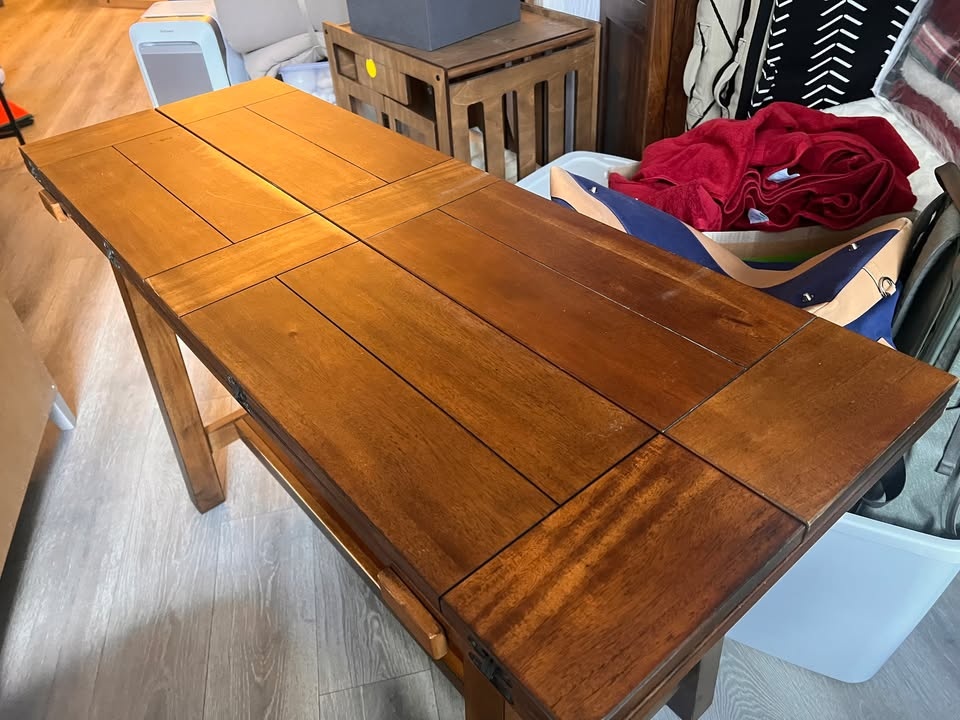 ANTIQUE EXTENDABLE WOOD CONSOLE/DINING TABLE, GOOD CONDITION - photo 3