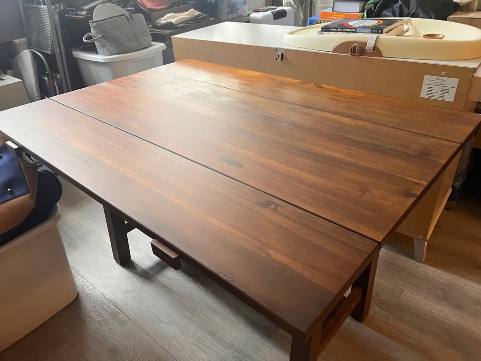 ANTIQUE EXTENDABLE WOOD CONSOLE/DINING TABLE, GOOD CONDITION - photo 5