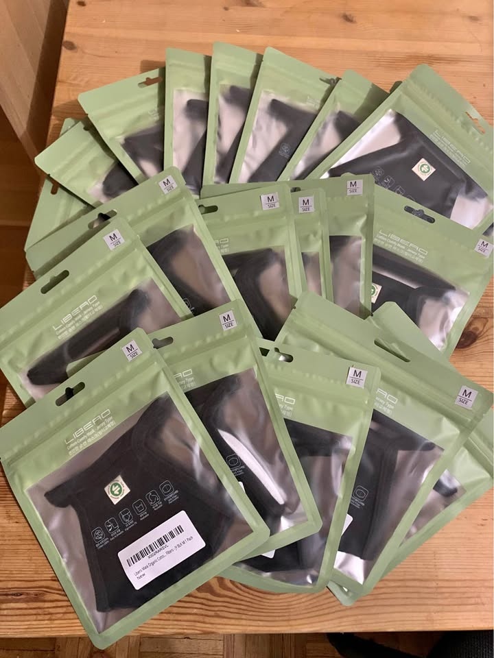 Libero Organic Cotton Face Masks - Black/Size(M) 30pcs