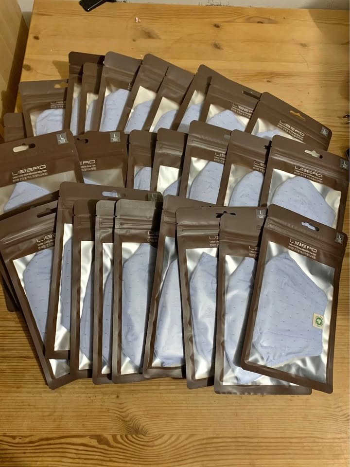 Libero Organic Cotton Face Masks - Blue/Size(L) 30pcs