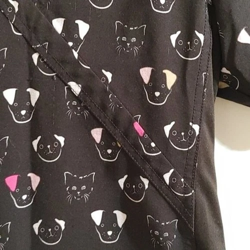 Black Pediatric nurse scrubs top 4 way stretch XS dogs and cats - photo 5