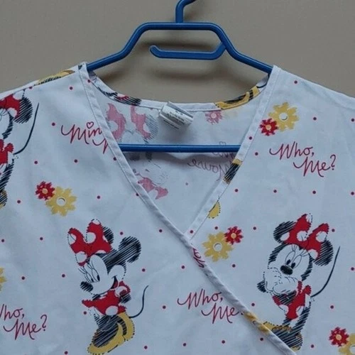 DISNEY Minnie Mouse nurse scrubs top white red yellow gray short - photo 4