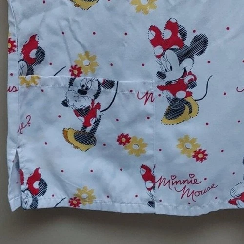 DISNEY Minnie Mouse nurse scrubs top white red yellow gray short - photo 5
